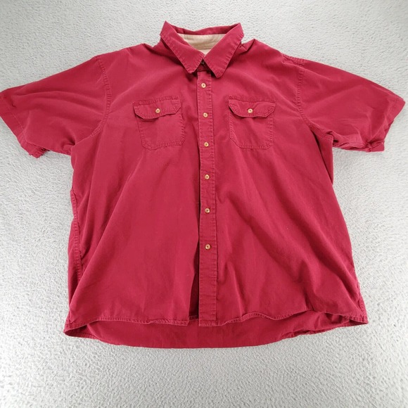 Wrangler Shirt Mens‎ 3XL Red Short Sleeve Outdoor Button Up Cowboy Farm Work - Picture 1 of 11